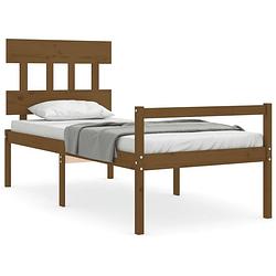 Foto van The living store bed grenenhout massief - 205.5 x 105.5 x 81 cm - honingbruin