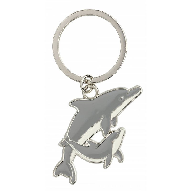 Foto van Metalen dolfijn sleutelhangers 5 cm - sleutelhangers