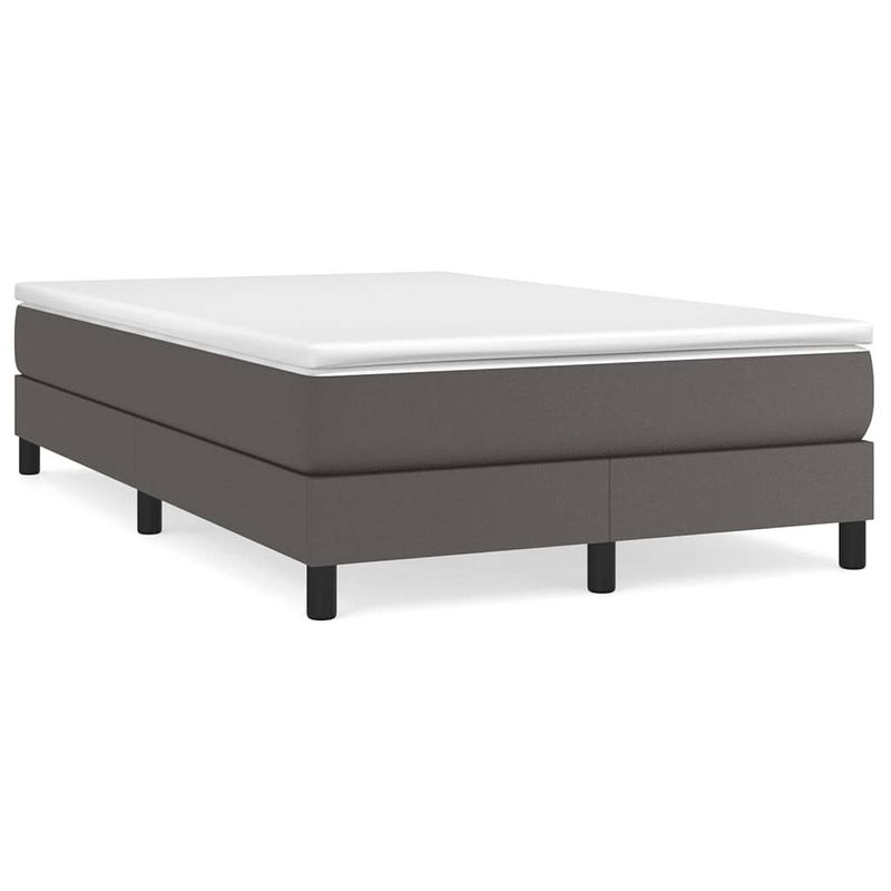 Foto van The living store boxspringbed - bedframe kunstleer grijs 203x120x25cm - matras pocketvering 120x200x20cm - topmatras