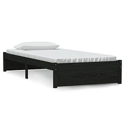 Foto van The living store houten bedframe - eenpersoons - 195.5 x 95.5 x 31 cm - zwart massief grenenhout - stevige lattenbodem