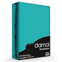 Foto van Damai multiform double jersey hoeslaken turquoise-160/180 x 200/220 cm
