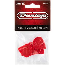 Foto van Dunlop jazz iii red nylon 6-pack plectrums