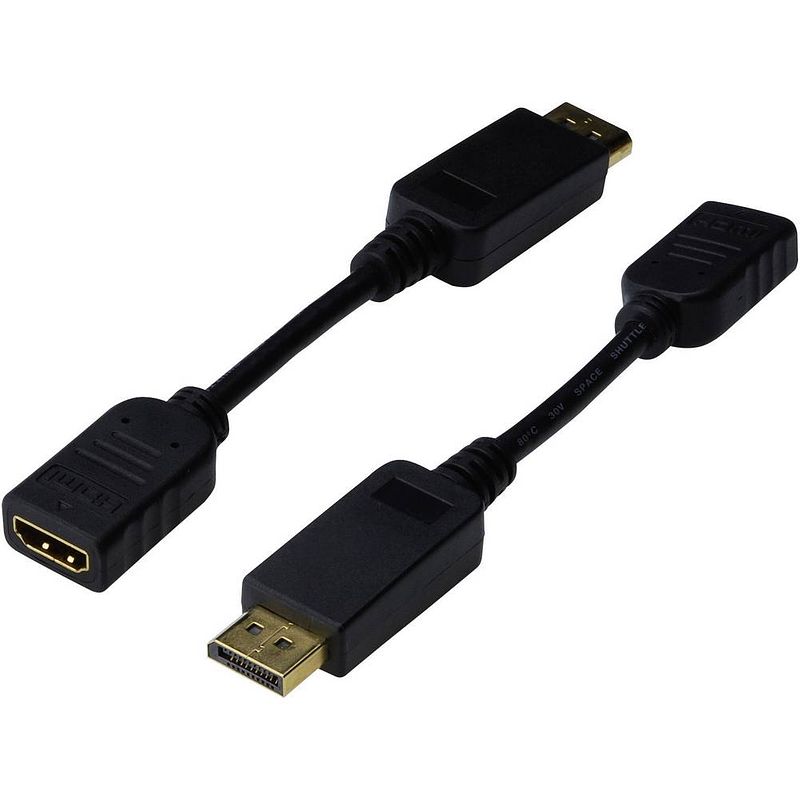 Foto van Digitus ak-340408-001-s displayport / hdmi adapter [1x displayport stekker - 1x hdmi-bus] zwart 15.00 cm