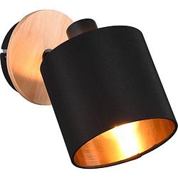Foto van Led wandspot - wandverlichting - trion torry - e14 fitting - rond - mat bruin - aluminium