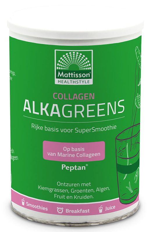 Foto van Mattisson healthstyle alkagreens collageen poeder