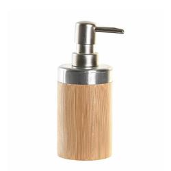Foto van Zeeppompje/dispenser bruin bamboe hout 7 x 17 cm - zeeppompjes