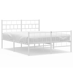 Foto van Vidaxl bedframe met hoofd- en voeteneinde metaal wit 120x200 cm