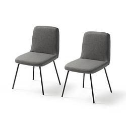 Foto van Set van 2 stoelen - metalen poten - grijze stof - l 44 x d 56 x h 80 cm