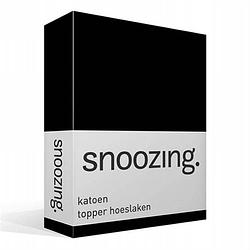 Foto van Snoozing - katoen - topper - hoeslaken - 180x220 - zwart