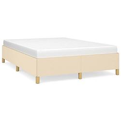 Foto van The living store bedframe crème stof - 203 x 143 x 35 cm - inclusief montagehandleiding