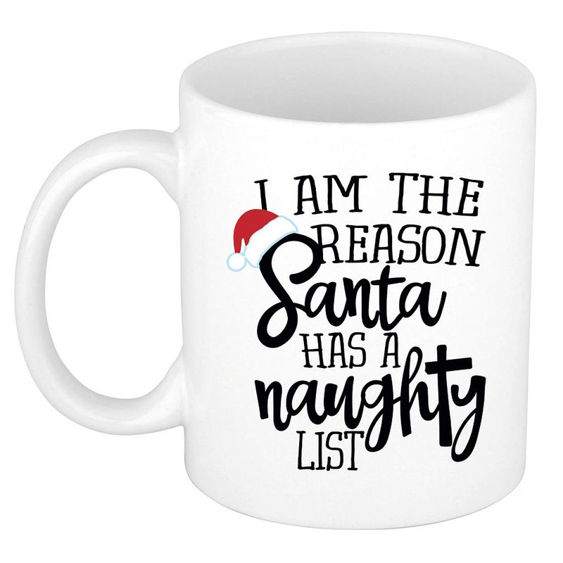 Foto van I am the reason santa has a naughty list koffiemok / theebeker kerstmis kerstcadeau 300 ml - bekers