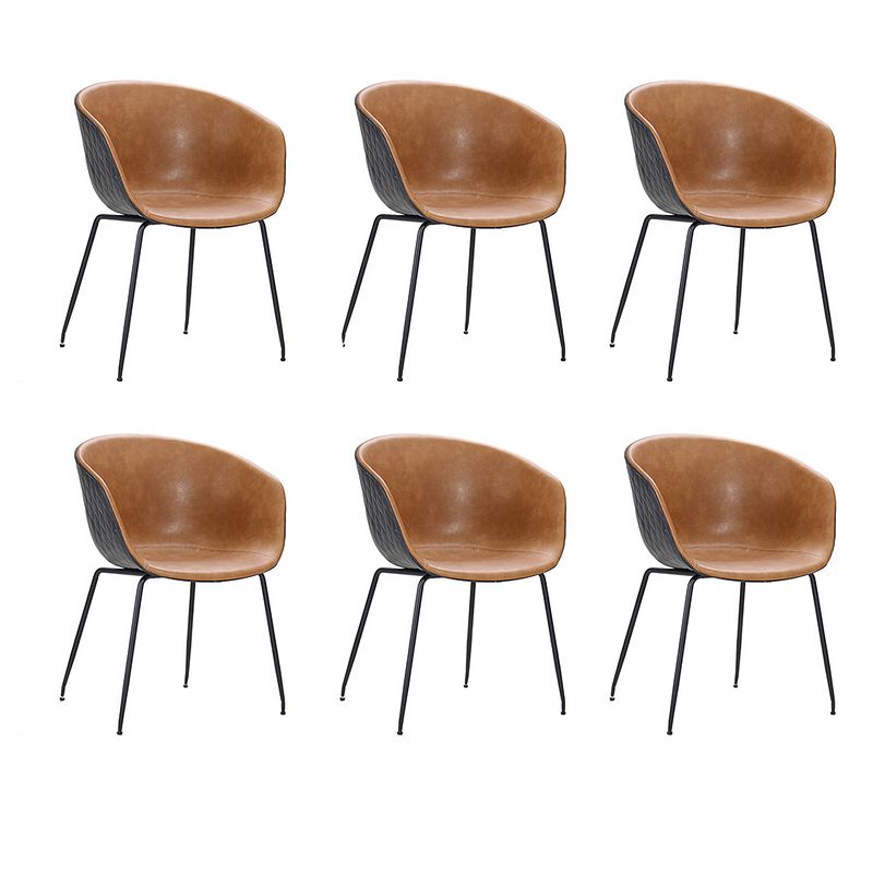 Foto van Bronx71 industriële eetkamerstoel sara cognac/zwart pu leer - eetkamerstoelen set van 6.