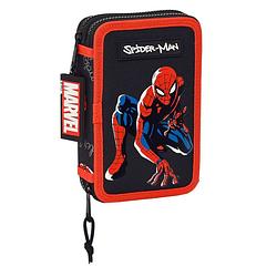 Foto van Schooletui met accessoires spiderman hero zwart (12.5 x 19.5 x 4 cm) (28 pcs)