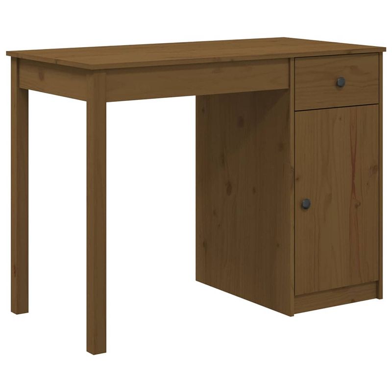 Foto van The living store houten bureau - massief grenenhout - 100 x 50 x 75 cm - honingbruin