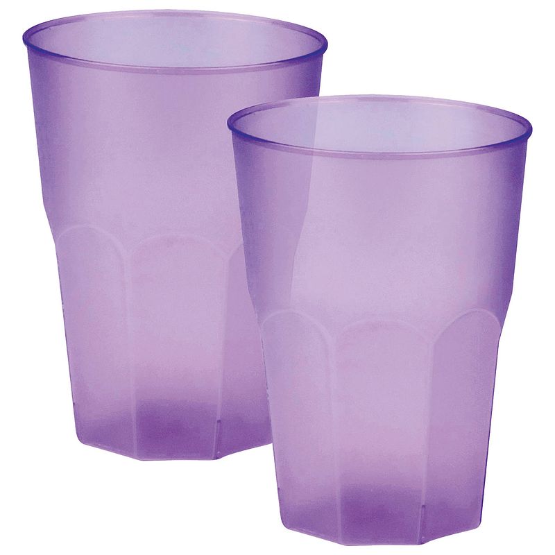 Foto van Santex drinkglazen frosted - lila paars - 12x - 420 ml - onbreekbaar kunststof - cocktailglazen - drinkglazen