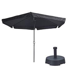 Foto van Parasol gemini zwart ø300 cm inclusief parasolvoet 25 kg