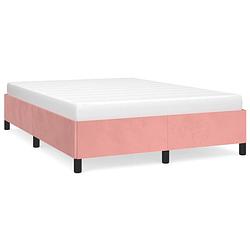 Foto van The living store fluwelen bedframe - roze - 203 x 143 cm - ondersteunende poten