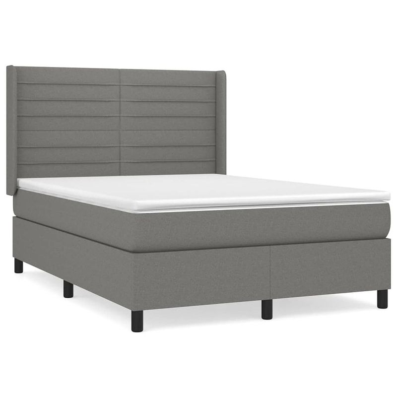 Foto van The living store boxspringbed - perfect night - bed - 203x147x118/128 cm - donkergrijs