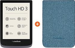 Foto van Pocketbook touch hd 3 grijs + pocketbook shell touch hd 3 blauw