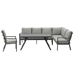 Foto van Garden impressions senja lounge dining set 4-delig rechts incl. stoel - donker grijs