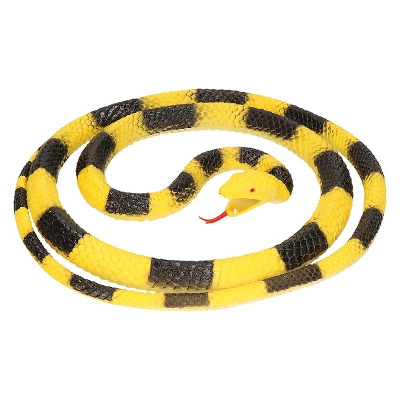 Foto van Halloween - grote rubberen speelgoed python slangen geel/zwart 137 cm - speelfiguren