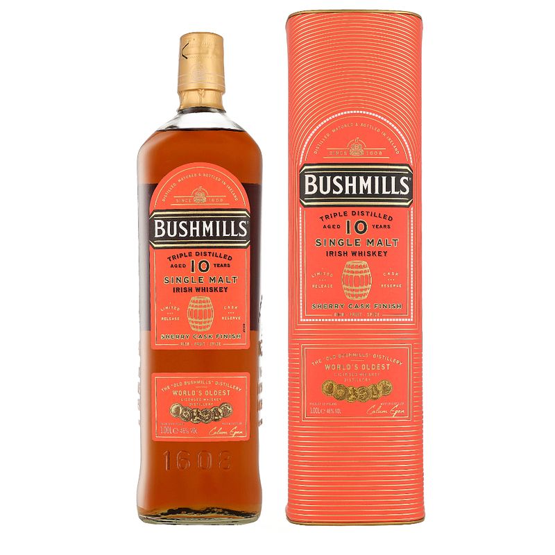 Foto van Bushmills 10 years sherry cask 1ltr whisky + giftbox