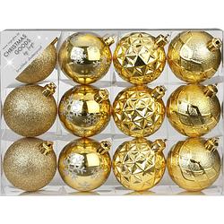 Foto van Set van 36x luxe gouden kerstballen 6 cm kunststof mat/glans - kerstbal