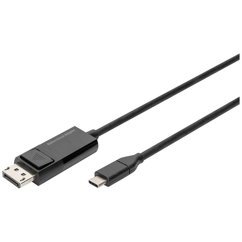 Foto van Digitus displayport / usb-c aansluitkabel displayport stekker, usb-c stekker 2 m zwart ak-300334-020-s vergulde steekcontacten usb-c-displaykabel