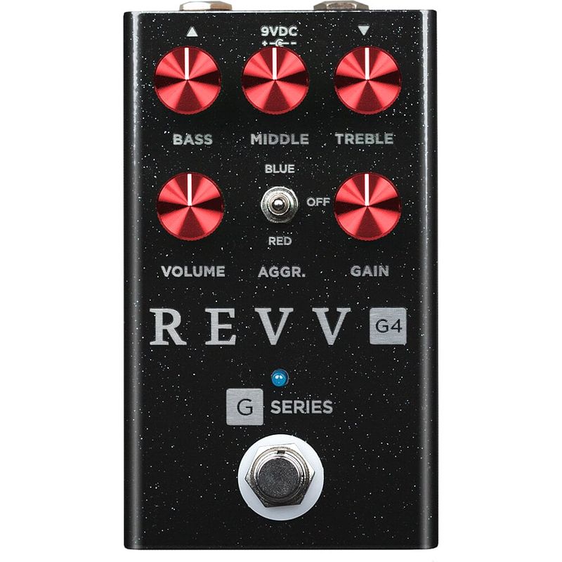 Foto van Revv black sparkle series g4 pedal limited edition distortion effectpedaal