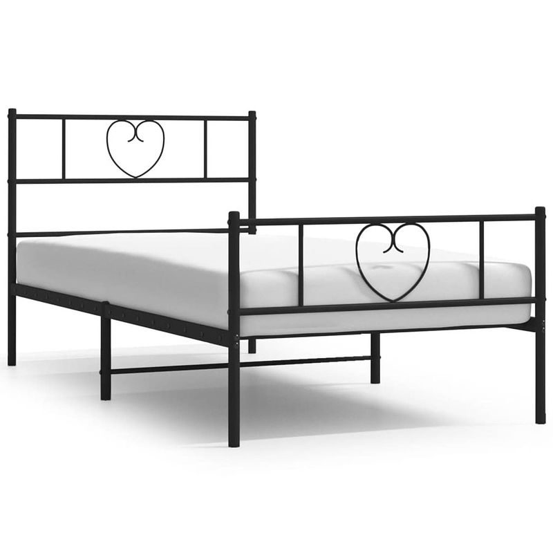 Foto van Vidaxl bedframe met hoofd- en voeteneinde metaal zwart 100x190 cm