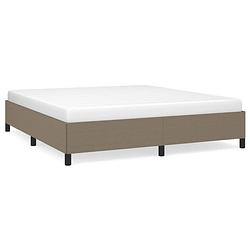 Foto van The living store bedframe 203x163x35 cm - taupe - stof - multiplex - ondersteunende poten - multiplex lattenbodem - the