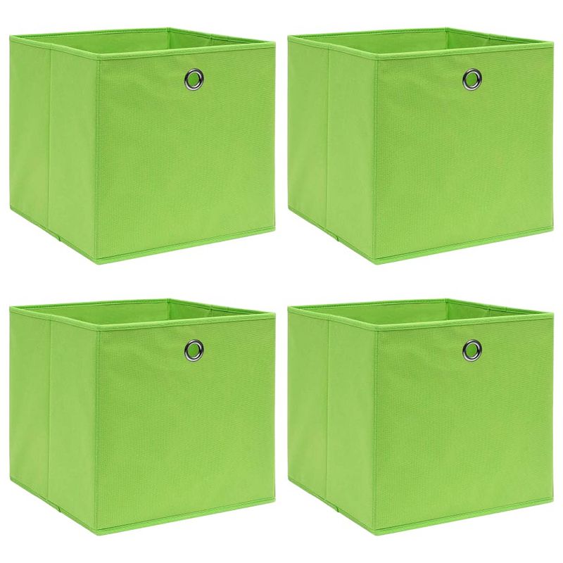 Foto van Vidaxl opbergboxen 4 st 32x32x32 cm stof groen