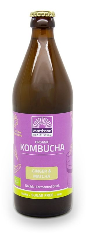 Foto van Mattisson healthstyle kombucha ginger & matcha drink