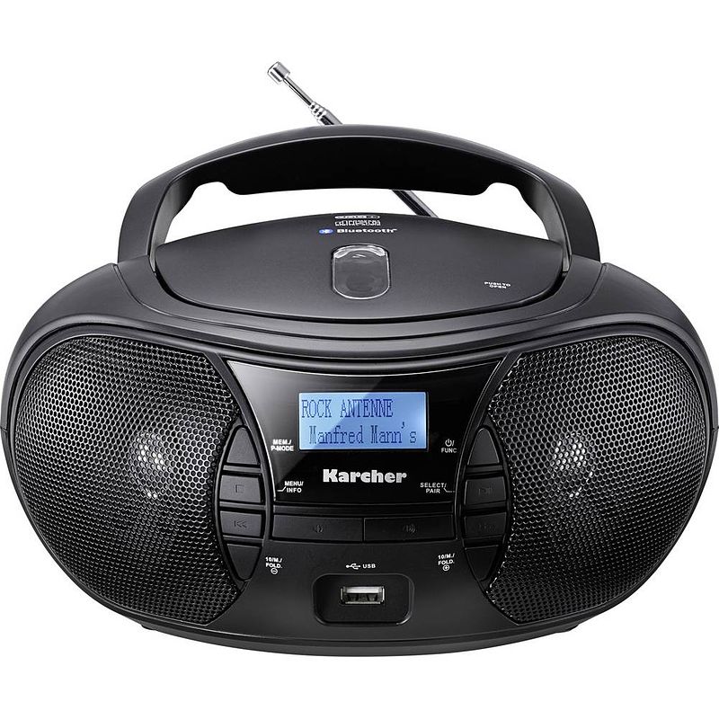 Foto van Karcher rr 5028d radio/cd-speler dab+, vhf (fm) dab+, fm, bluetooth, usb, aux zwart