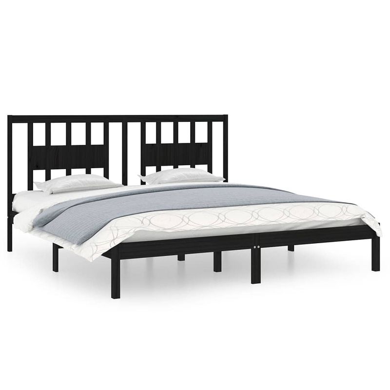 Foto van Vidaxl bedframe massief grenenhout zwart 200x200 cm