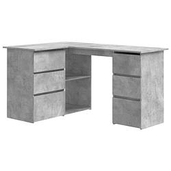 Foto van The living store hoekbureau - bewerkt hout - 145 x 100 x 76 cm - betongrijs