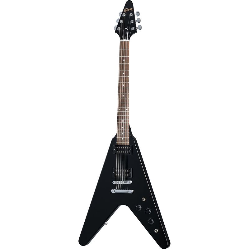 Foto van Gibson original collection 80s flying v ebony elektrische gitaar met koffer