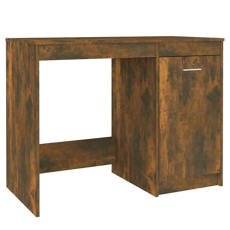 Foto van Vidaxl bureau 100x50x76 cm bewerkt hout gerookt eikenkleurig