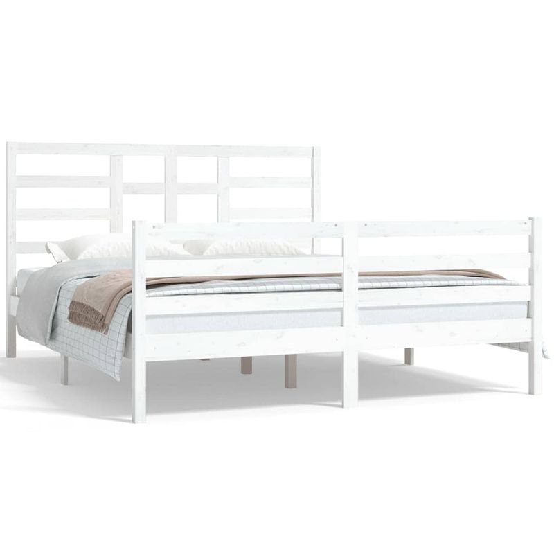 Foto van Vidaxl bedframe massief hout wit 160x200 cm