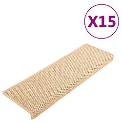 Foto van Vidaxl trapmatten zelfklevend 15 st sisal-look 65x21x4 cm lichtbeige