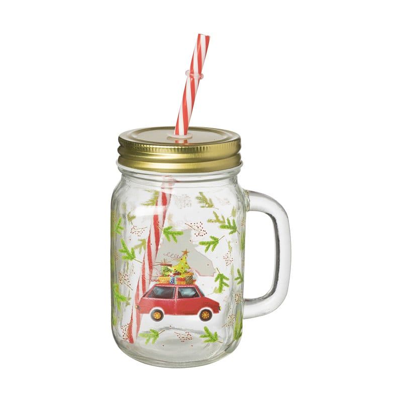 Foto van Mason jar retro auto - transparant - 450 ml