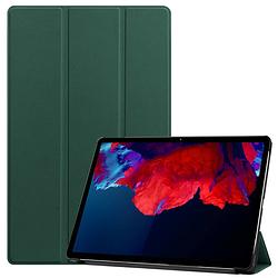 Foto van Basey lenovo tab p11 plus hoes case - lenovo tab p11 plus hoesje donker groen - lenovo tab p11 plus book case cover