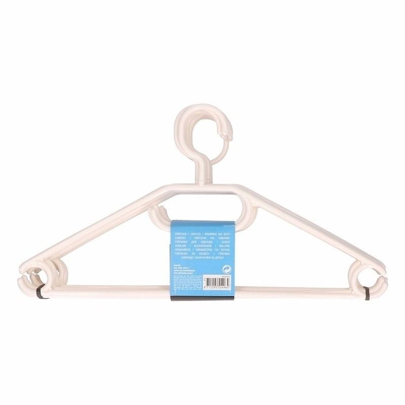 Foto van 50x plastic kledinghangers wit - kleerhangers - kunststof garderobe hangers voor kledingrek/kledingkast 50 stuks