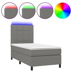 Foto van The living store boxspring bed - donkergrijs - 203x90x118/128 cm - led verlichting