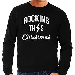 Foto van Rocking this christmas foute kerstsweater / kersttrui zwart voor heren 2xl - kerst truien