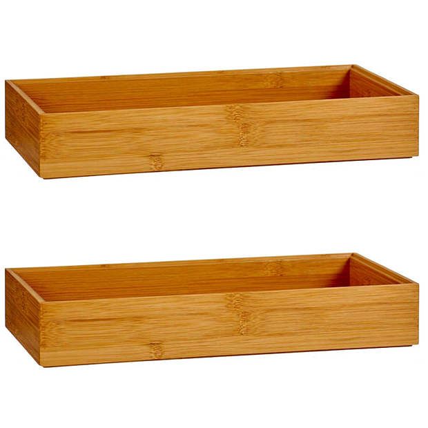 Foto van 2x stuks kast/lade/make-up organizers bamboe hout bakje 30 x 15 x 5 cm - make-up dozen