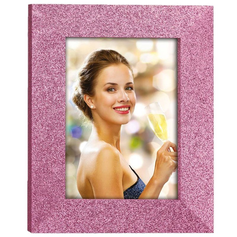 Foto van Houten fotolijstje roze met glitters geschikt voor een foto van 10 x 15 cm - fotolijsten