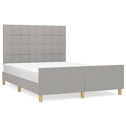 Foto van The living store bedframe - niet gespecificeerd - bedframes - 203x146x118/128 - lichtgrijs - stof (100% polyester) -