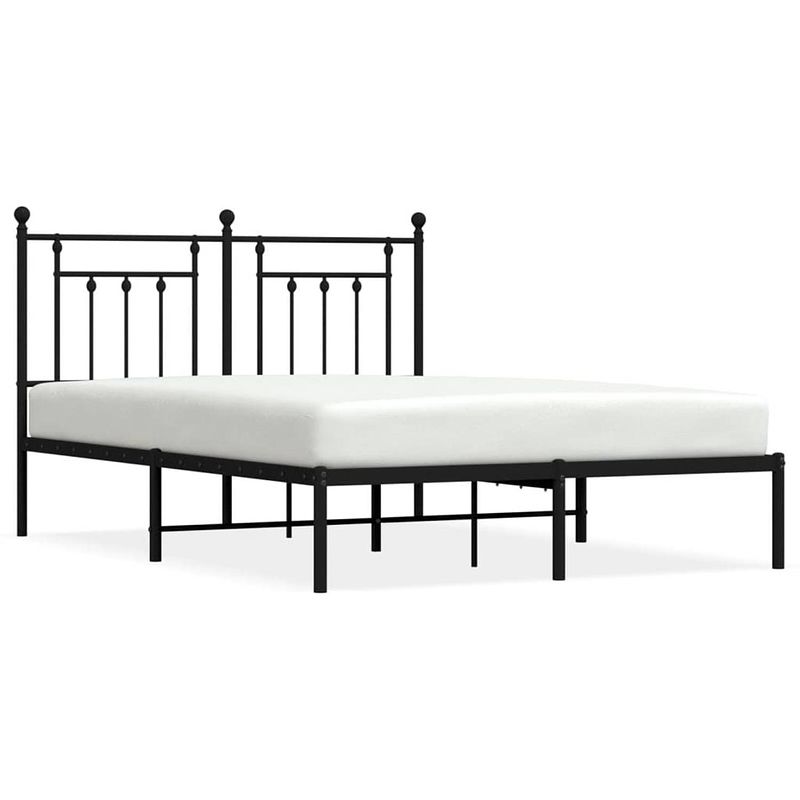 Foto van Vidaxl bedframe met hoofdbord metaal zwart 150x200 cm