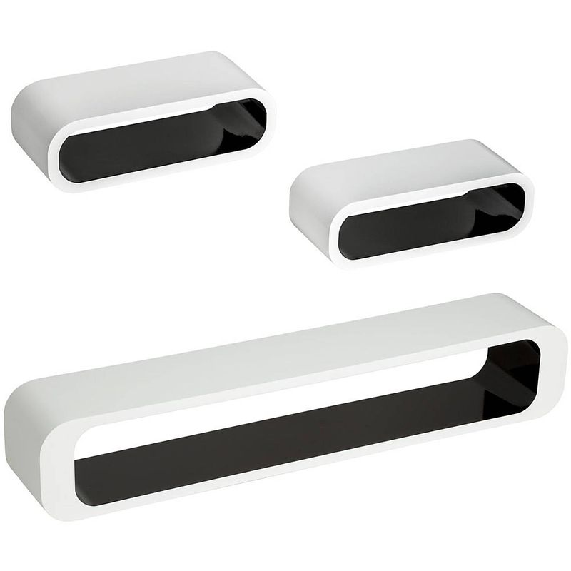 Foto van Tectake® - set van 3 wandplanken liv -zwart / wit- 403186